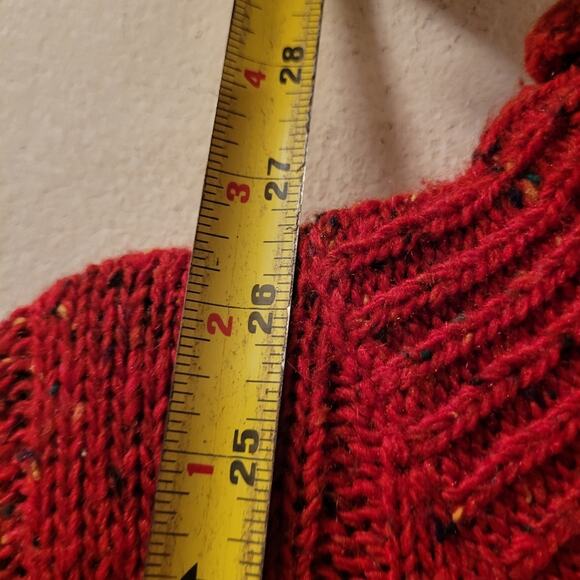 Vintage Red Speckled Knit Wool Turtle Neck Sweater Size L Nordic GrandmaCore - Picture 4 of 7